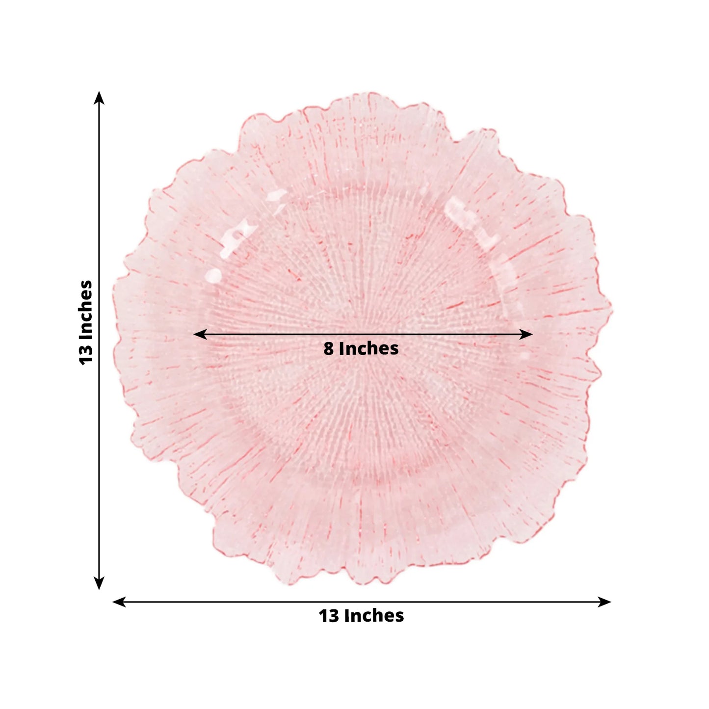 6 Pack 13" Transparent Blush Round Reef Acrylic Plastic Charger Plates, Dinner Charger Plates