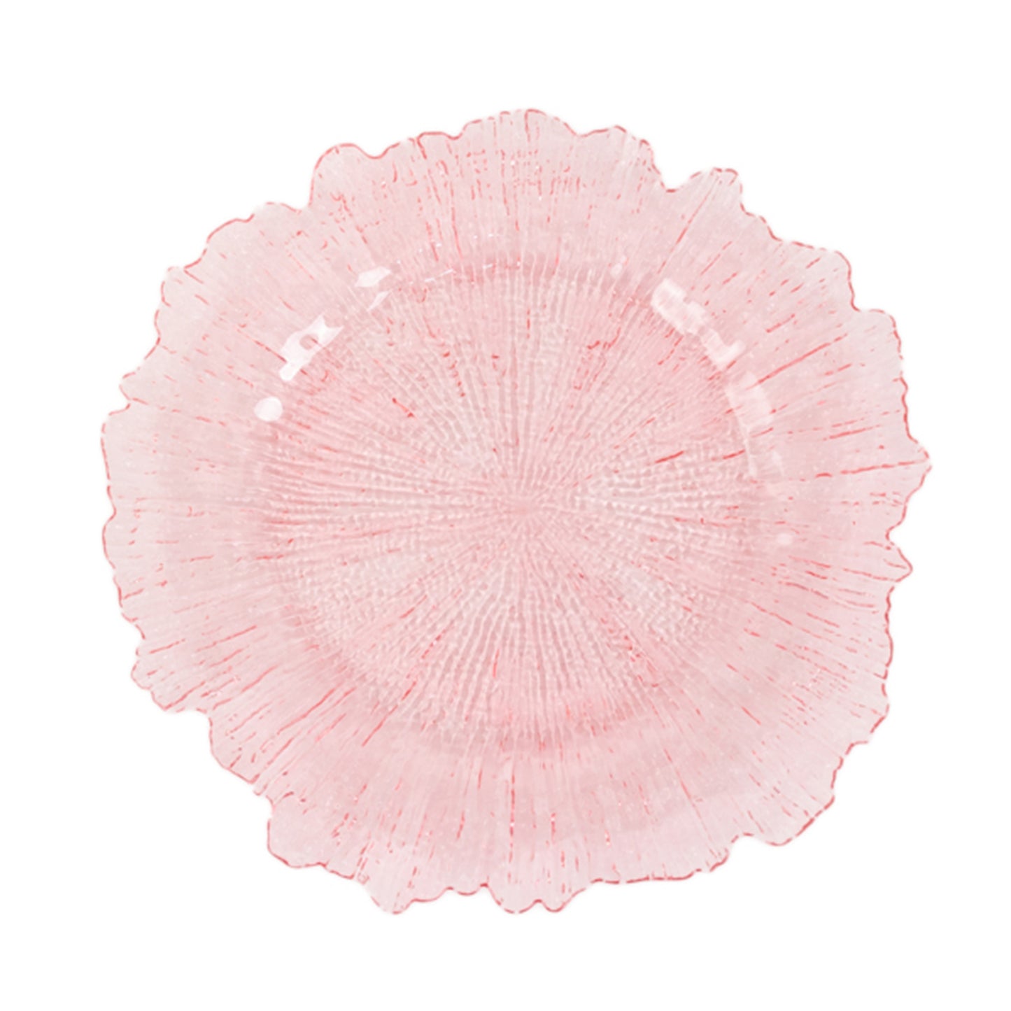 6 Pack 13" Transparent Blush Round Reef Acrylic Plastic Charger Plates, Dinner Charger Plates