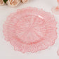6 Pack 13" Transparent Blush Round Reef Acrylic Plastic Charger Plates, Dinner Charger Plates