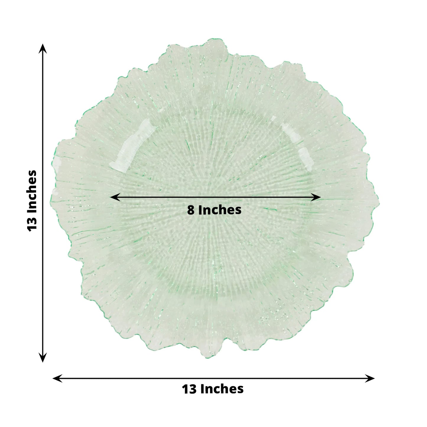 6 Pack 13" Transparent Green Round Reef Acrylic Plastic Charger Plates, Dinner Charger Plates