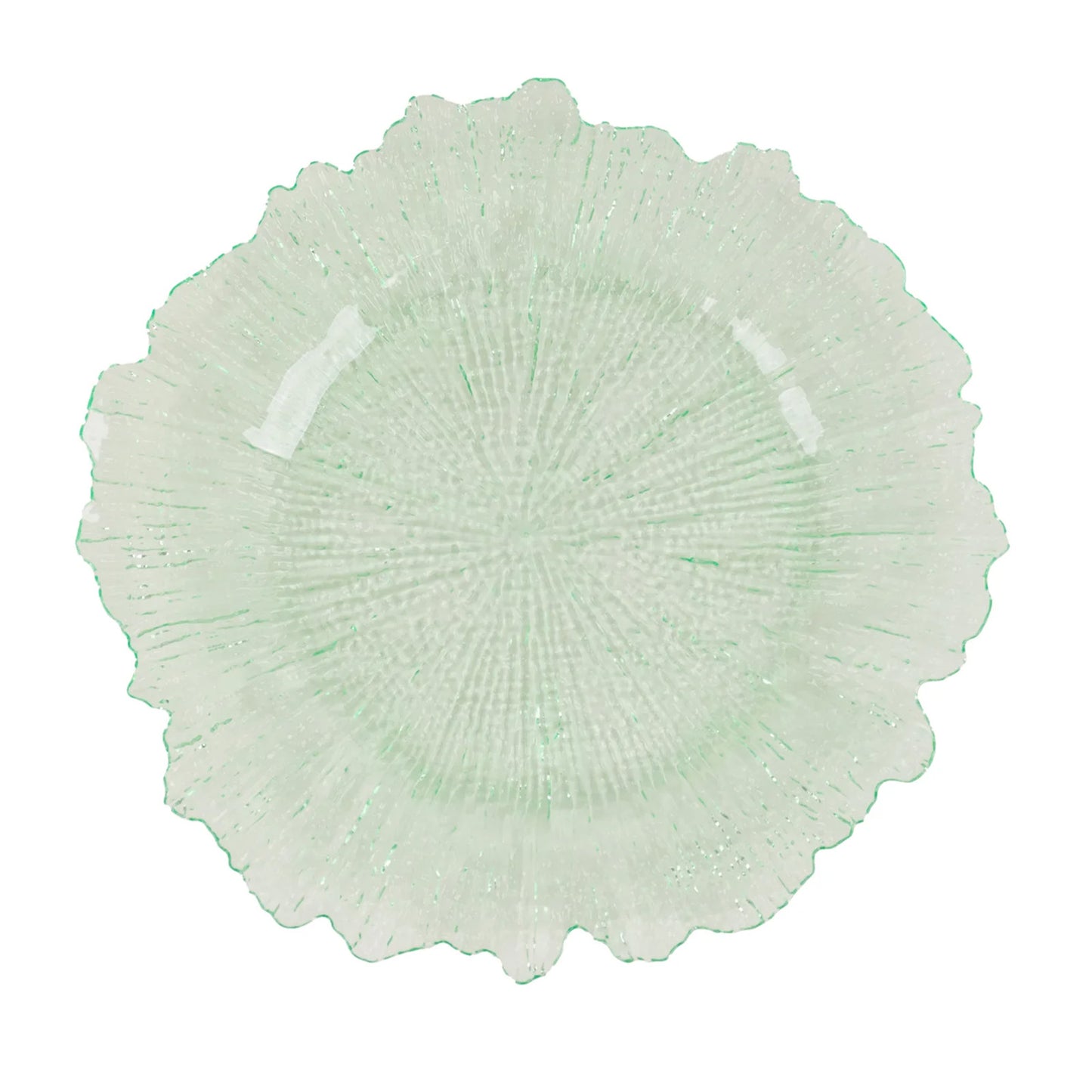 6 Pack 13" Transparent Green Round Reef Acrylic Plastic Charger Plates, Dinner Charger Plates