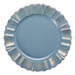 6 Pack | 13inch Round Dusty Blue Acrylic Plastic Charger Plates With Gold Brushed Wavy Scalloped Rim#whtbkgd