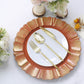 6 Pack 13" Round Terracotta (Rust) Acrylic Plastic Charger Plates With Gold Brushed Wavy Scalloped Rim