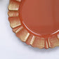 6 Pack 13" Round Terracotta (Rust) Acrylic Plastic Charger Plates With Gold Brushed Wavy Scalloped Rim
