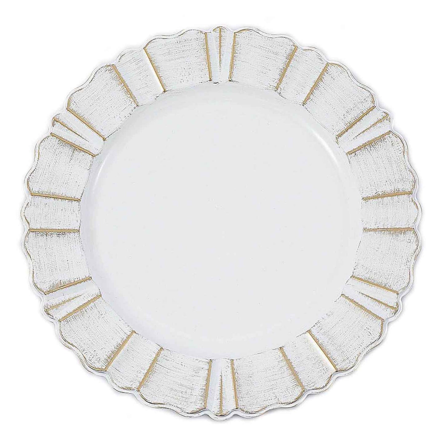 6 Pack of Acrylic Plastic 13 Inch Round White Charger Plates with Wavy Scalloped Rim#whtbkgd