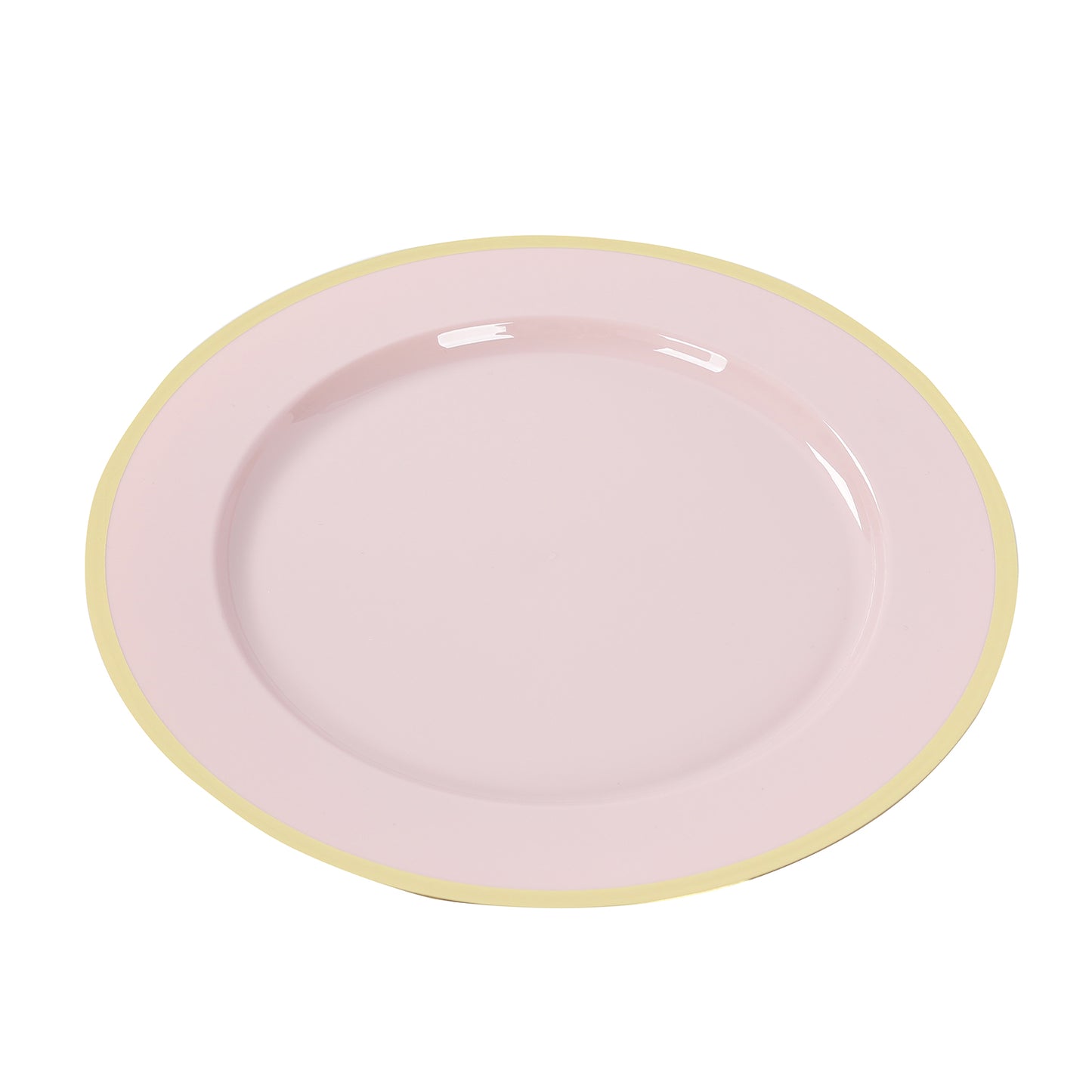 10 Pack Blush Economy Plastic Charger Plates With Gold Rim, 12" Round Dinner Chargers Event Tabletop Decor