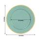 10 Pack Dusty Sage Green Economy Plastic Charger Plates With Gold Rim, 12" Round Dinner Chargers Event Tabletop Decor