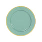 10 Pack Dusty Sage Green Economy Plastic Charger Plates With Gold Rim, 12" Round Dinner Chargers Event Tabletop Decor