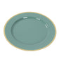 10 Pack Dusty Sage Green Economy Plastic Charger Plates With Gold Rim, 12" Round Dinner Chargers Event Tabletop Decor