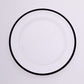 10 Pack Clear Economy Plastic Charger Plates With Black Rim, 12" Round Dinner Chargers Event Tabletop Decor