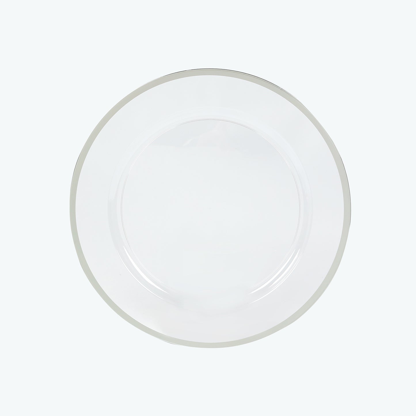 10 Pack | 12inch Silver Rim Clear Heavy Duty Plastic Serving Trays#whtbkgd