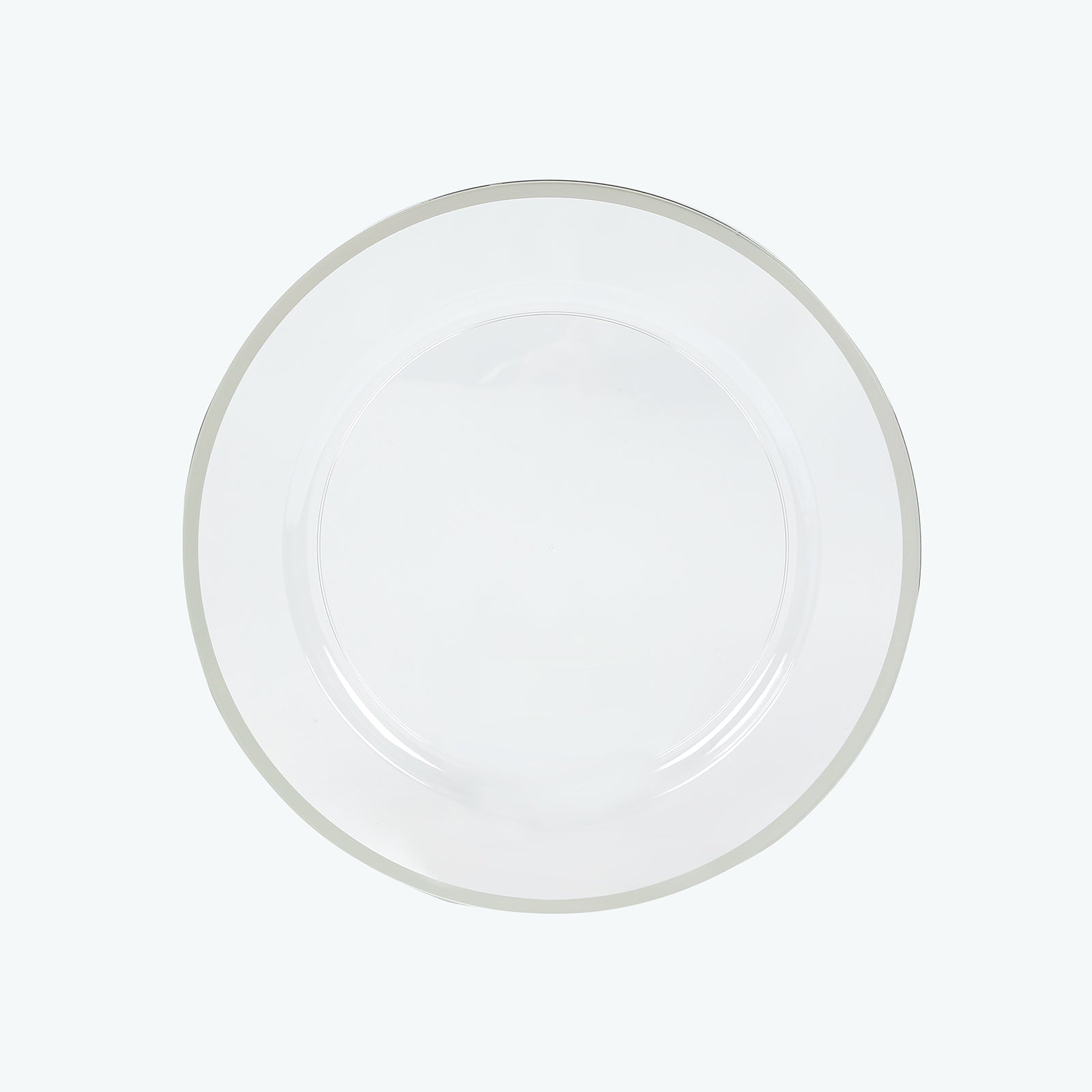 10 Pack | 12inch Silver Rim Clear Heavy Duty Plastic Serving Trays#whtbkgd