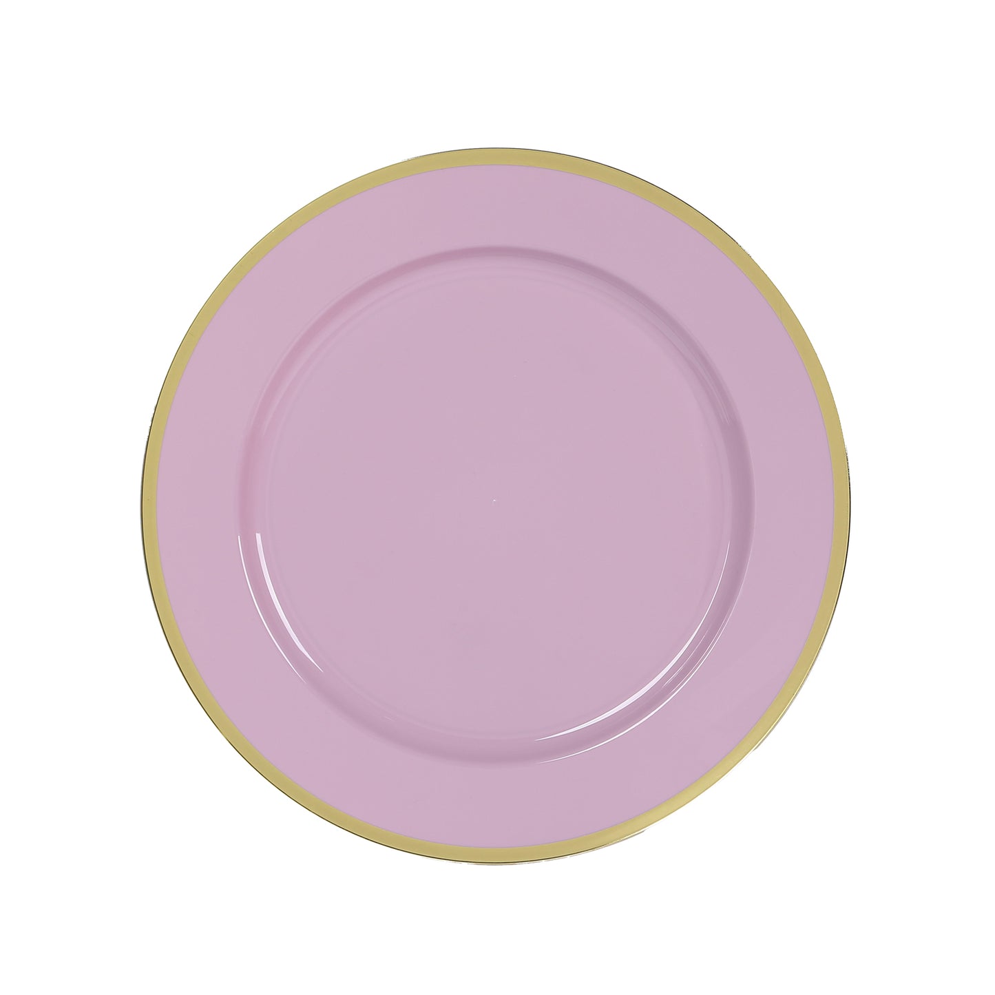 10 Pack Lavender Lilac Economy Plastic Charger Plates With Gold Rim, 12" Round Dinner Chargers Event Tabletop Decor