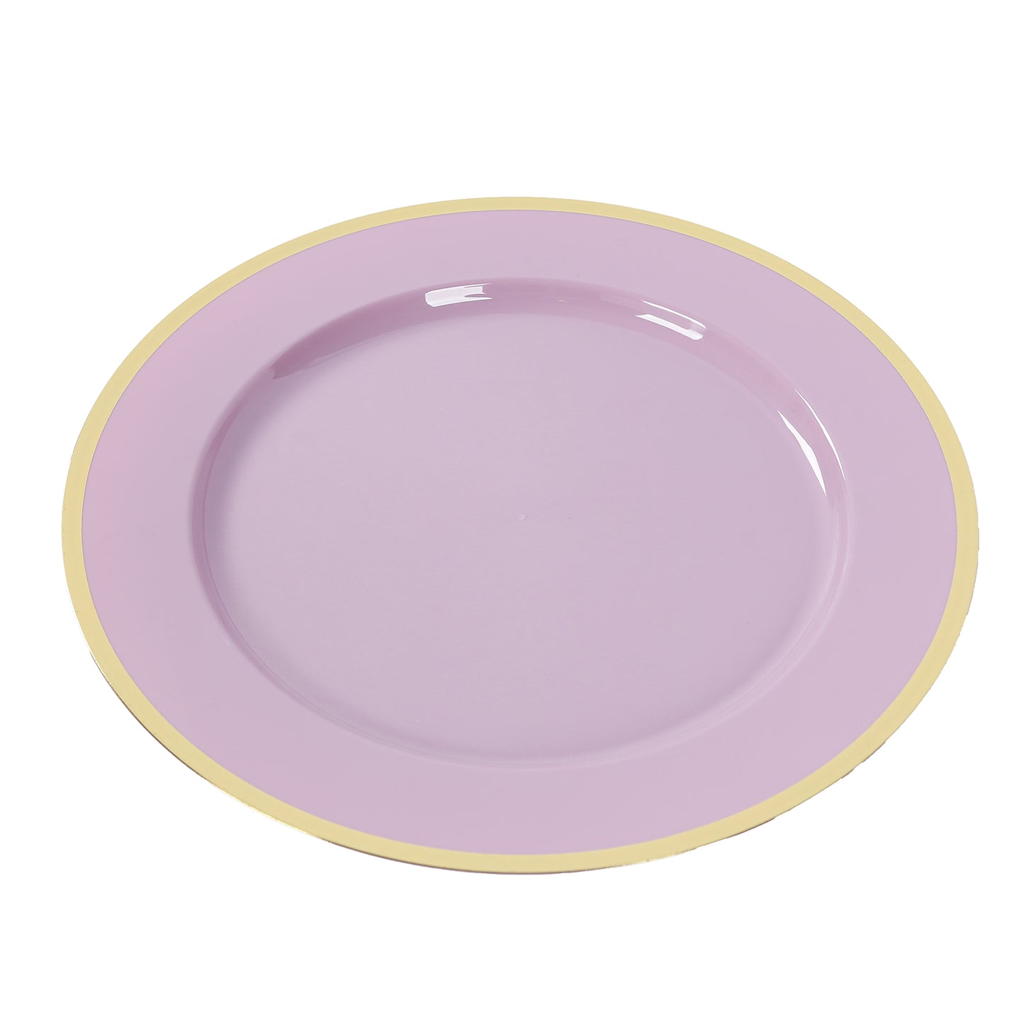 10 Pack Lavender Lilac Economy Plastic Charger Plates With Gold Rim, 12" Round Dinner Chargers Event Tabletop Decor