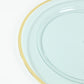 10 Pack Transparent Blue Economy Plastic Charger Plates With Gold Rim, 12" Round Dinner Chargers Event Tabletop Decor