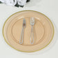 10 Pack Amber Gold Economy Plastic Charger Plates With Gold Rim, 12" Round Transparent Dinner Chargers Event Tabletop Decor