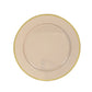 10 Pack Taupe Economy Plastic Charger Plates With Gold Rim, 12" Round Dinner Chargers Event Tabletop Decor