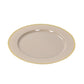 10 Pack Taupe Economy Plastic Charger Plates With Gold Rim, 12" Round Dinner Chargers Event Tabletop Decor