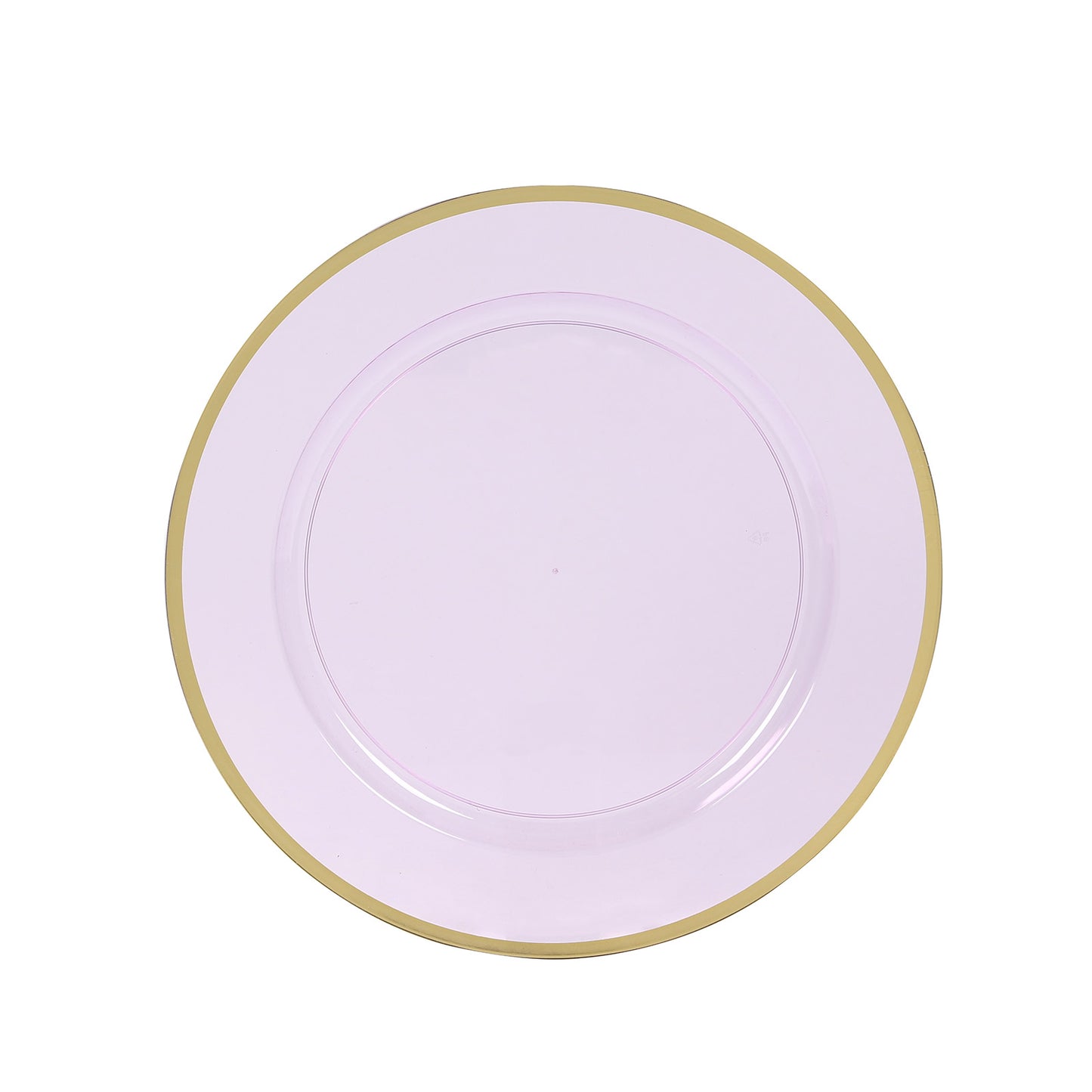 10 Pack Purple Economy Plastic Charger Plates With Gold Rim, 12" Round Transparent Dinner Chargers Event Tabletop Decor