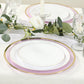 10 Pack Purple Economy Plastic Charger Plates With Gold Rim, 12" Round Transparent Dinner Chargers Event Tabletop Decor