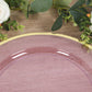 10 Pack Purple Economy Plastic Charger Plates With Gold Rim, 12" Round Transparent Dinner Chargers Event Tabletop Decor