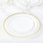 10 Pack White Economy Plastic Charger Plates With Gold Rim, 12" Round Dinner Chargers Event Tabletop Decor
