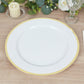 10 Pack White Economy Plastic Charger Plates With Gold Rim, 12" Round Dinner Chargers Event Tabletop Decor