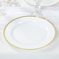 10 Pack White Economy Plastic Charger Plates With Gold Rim, 12" Round Dinner Chargers Event Tabletop Decor