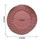Matte finish burgundy hammered charger plate, 13 inches in diameter.