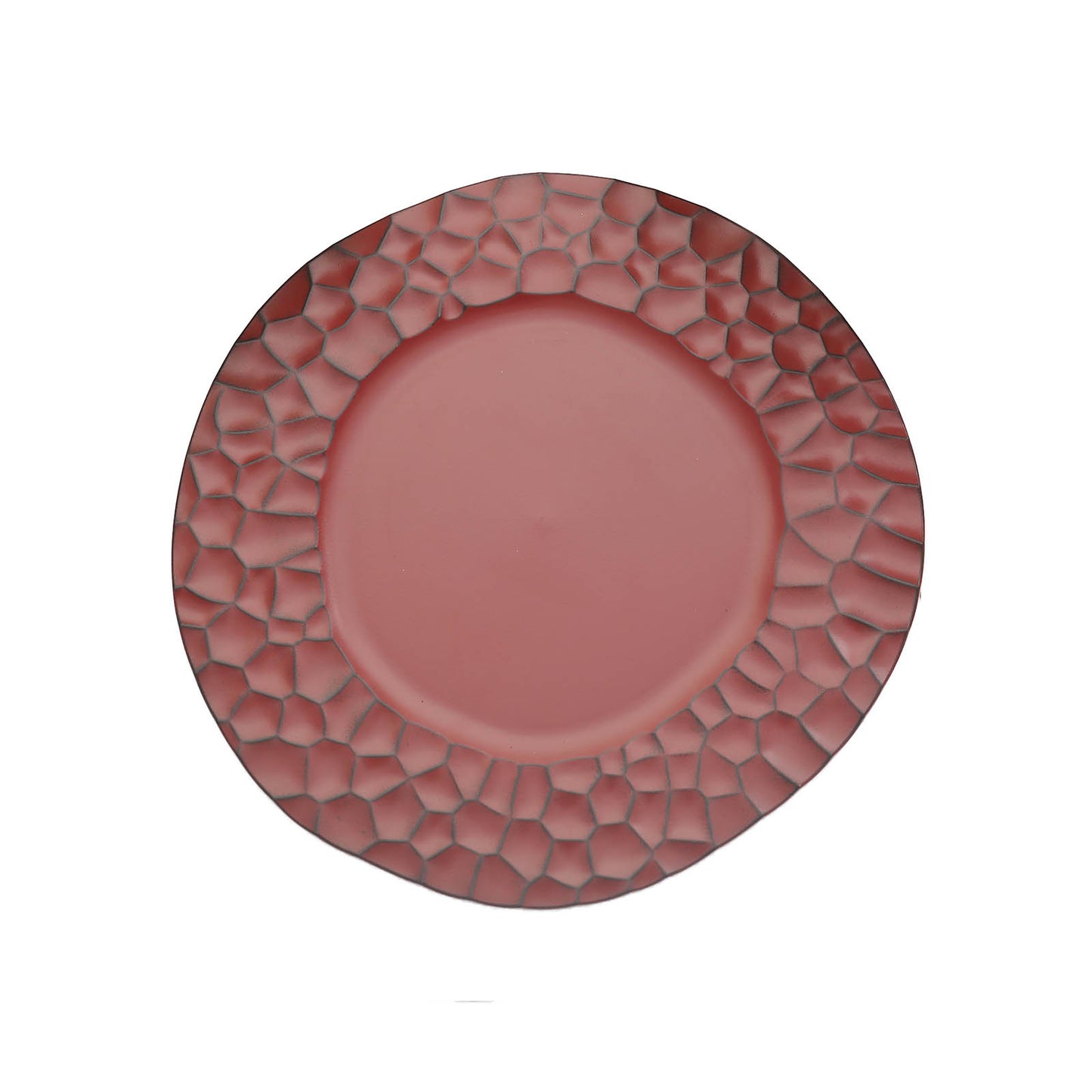 6 Pack | 13inch Burgundy Plastic Hammered Rim Dinner Charger Plates#whtbkgd