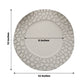 Matte finish gray hammered charger plate, 13 inches diameter.