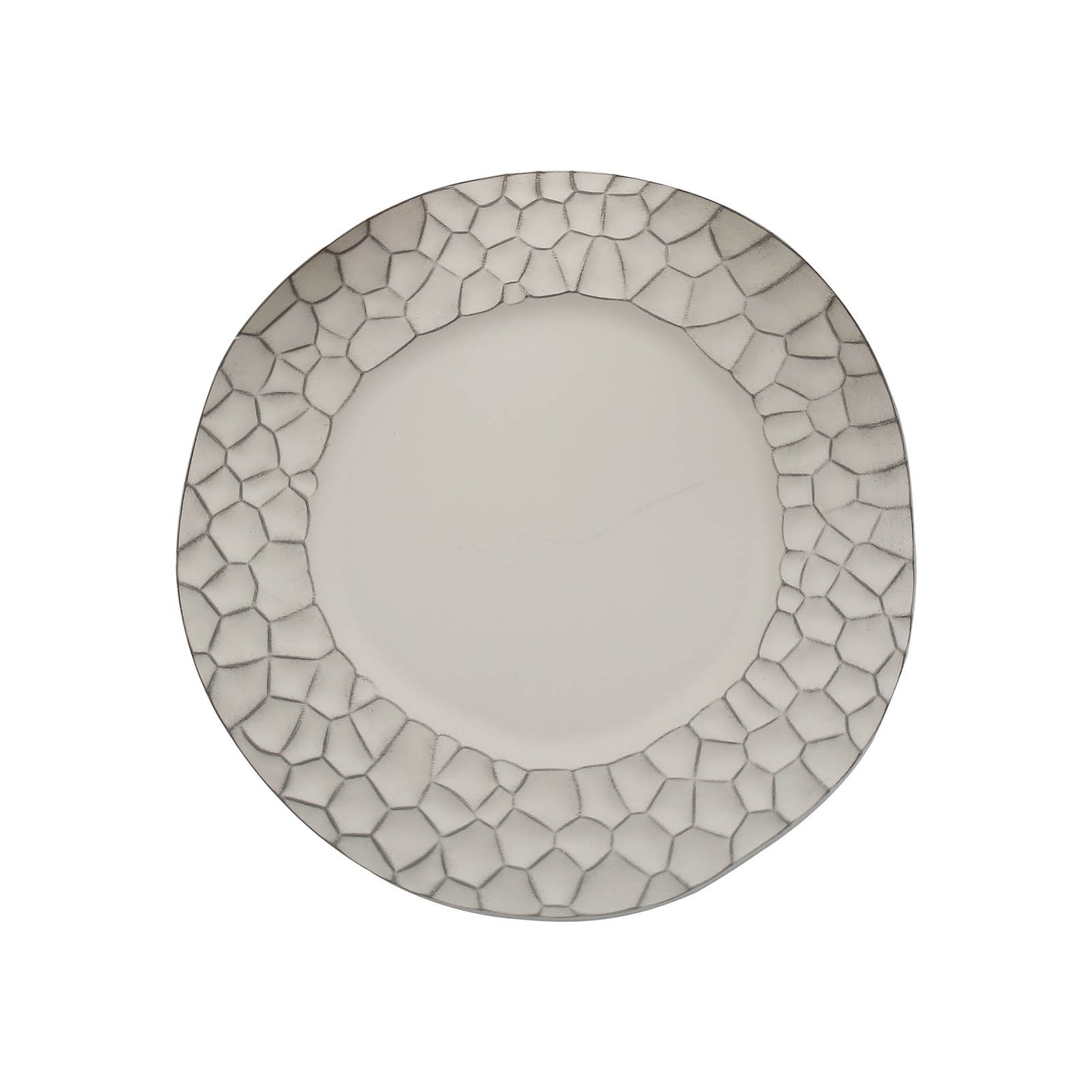 Matte finish gray hammered charger plate, modern dinner serving plate, 13".