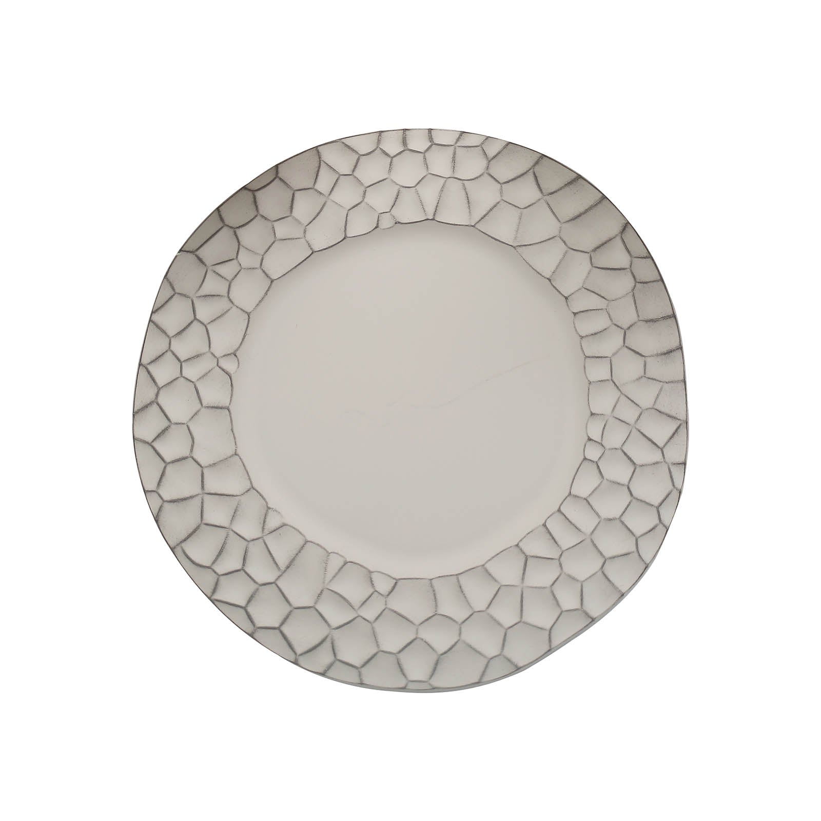 Matte finish gray hammered charger plate, modern dinner serving plate, 13".
