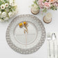 6 Pack Gray Hammered Charger Plates with Floral Arrangement and Table Setting
