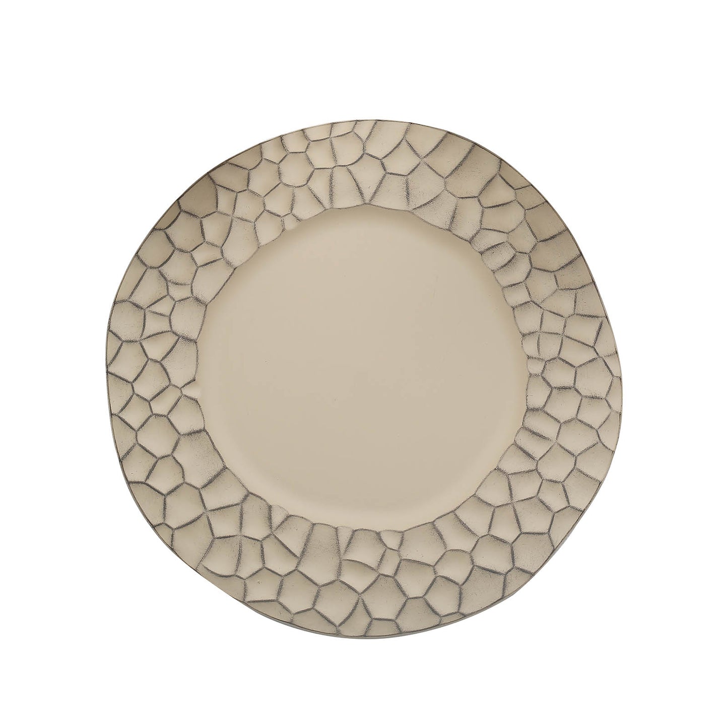 6 Pack | 13inch Taupe Plastic Hammered Rim Dinner Charger Plates#whtbkgd