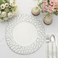 Elegant white plate with textured border, perfect for dining and special occasions.