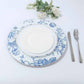6 Pack White Light Blue French Toile Acrylic Charger Plates, 13" Round Dinner Charger Event Tabletop Decor