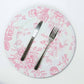 6 Pack White Pink French Toile Acrylic Charger Plates, 13" Round Dinner Charger Event Tabletop Decor