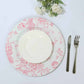 6 Pack White Pink French Toile Acrylic Charger Plates, 13" Round Dinner Charger Event Tabletop Decor