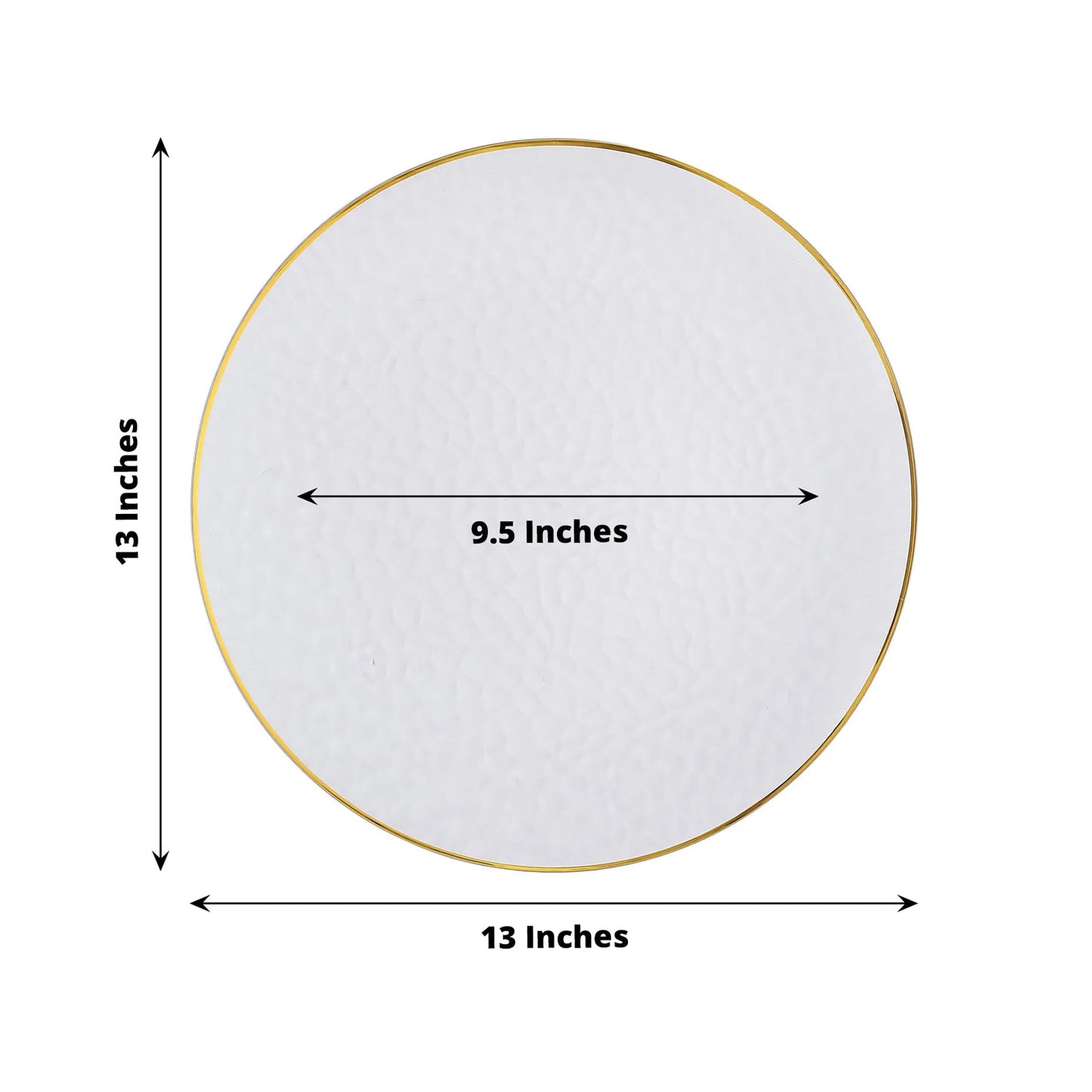 6 Pack Clear Hammered Economy Plastic Charger Plates With Gold Rim, 13" Round Dinner Chargers Event Tabletop Decor