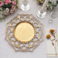 6 Pack | 13" Gold Hollow Flower Acrylic Charger Plates, Floral Cutout Decorative Plastic Serving Plates