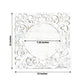 Antique white square acrylic charger plate with lace border, 12 inches.