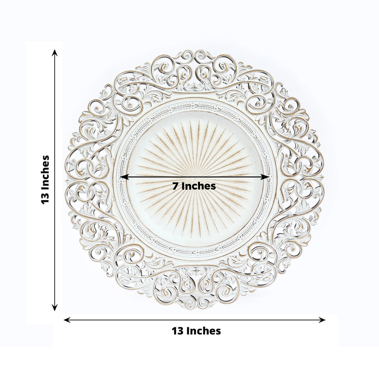 Antique white vintage floral charger plate 13" decorative tabletop tableware