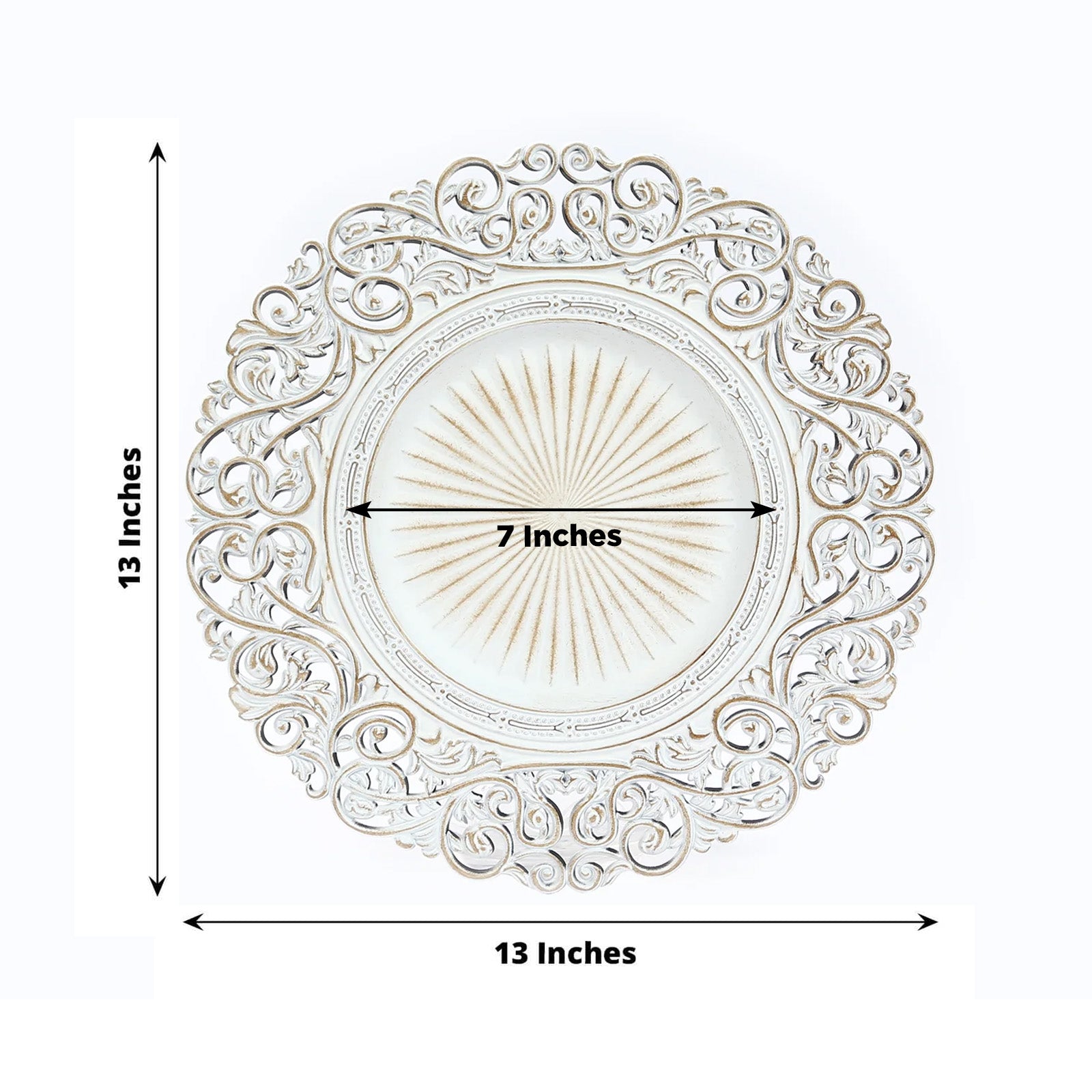Antique white vintage floral charger plate 13" decorative tabletop tableware