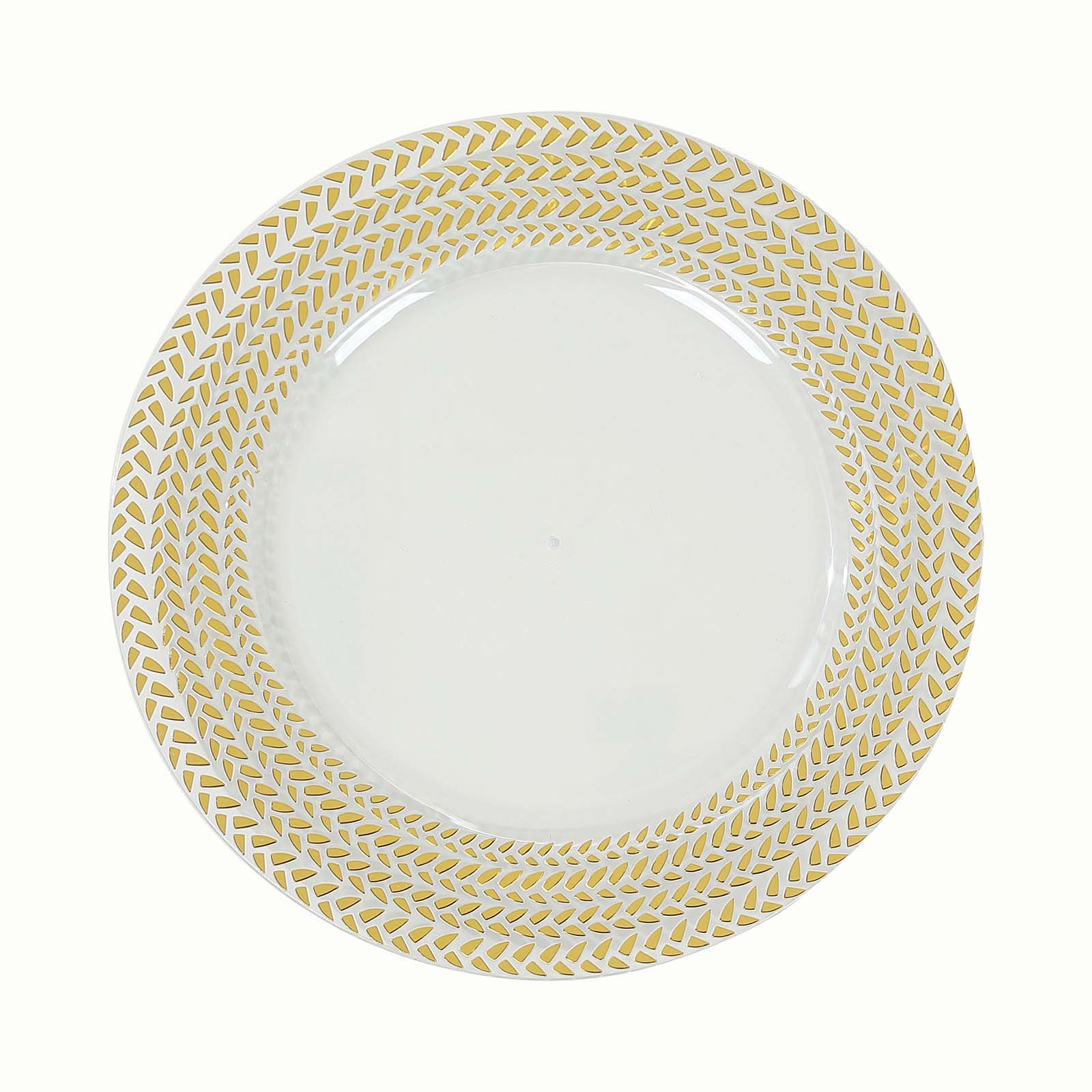 6 Pack Clear Acrylic Charger Plates With Wheat Pattern Gold Rim, 13" Round Dinner Chargers Event Tabletop Decor