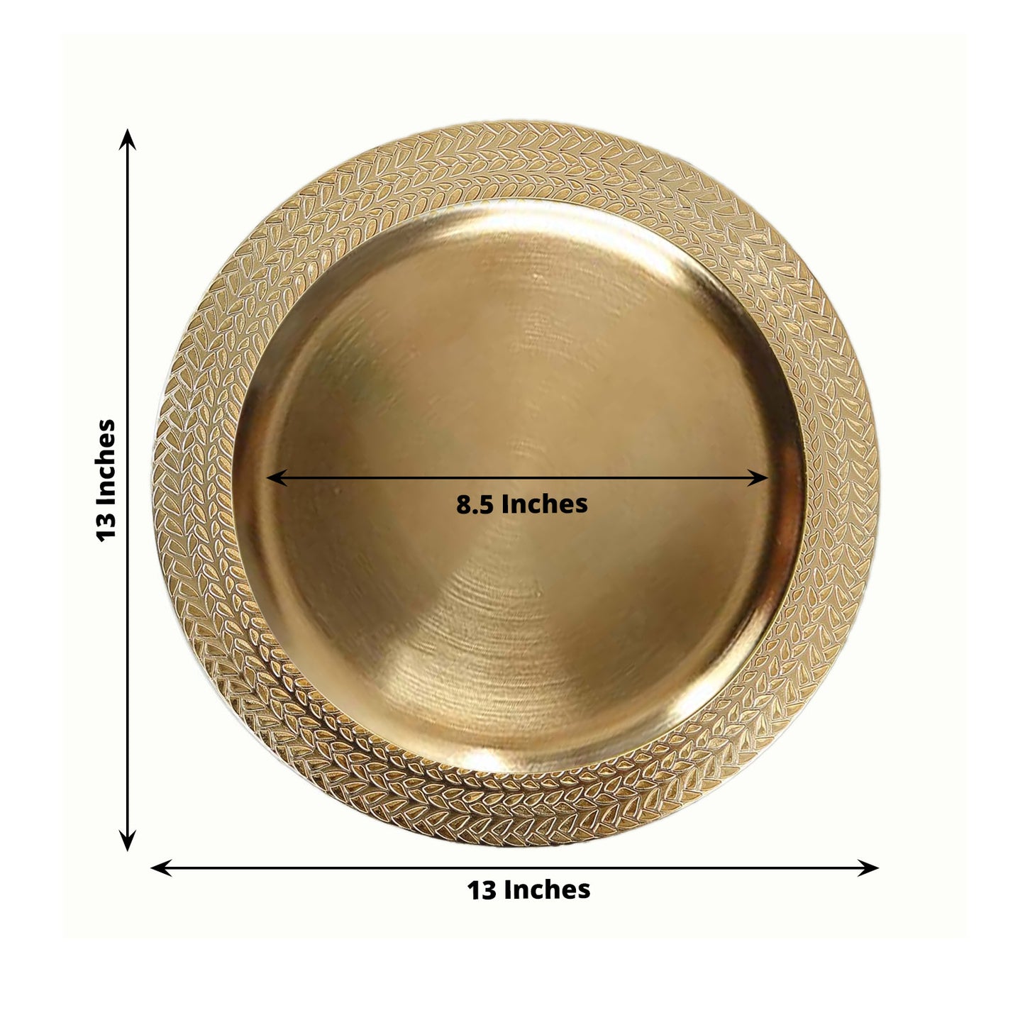 6 Pack Gold Acrylic Charger Plates With Wheat Pattern Rim, 13" Round Dinner Chargers Event Tabletop Decor