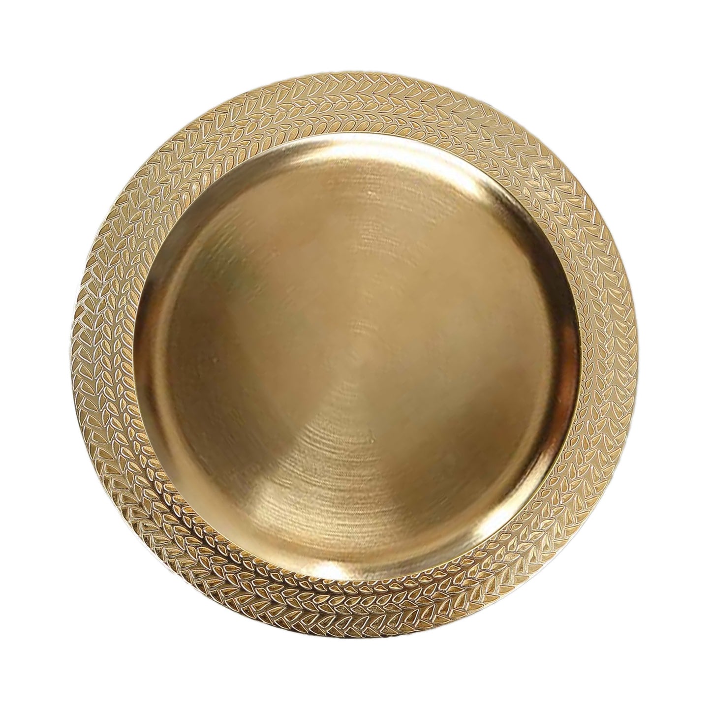 6 Pack Gold Acrylic Charger Plates With Wheat Pattern Rim, 13" Round Dinner Chargers Event Tabletop Decor