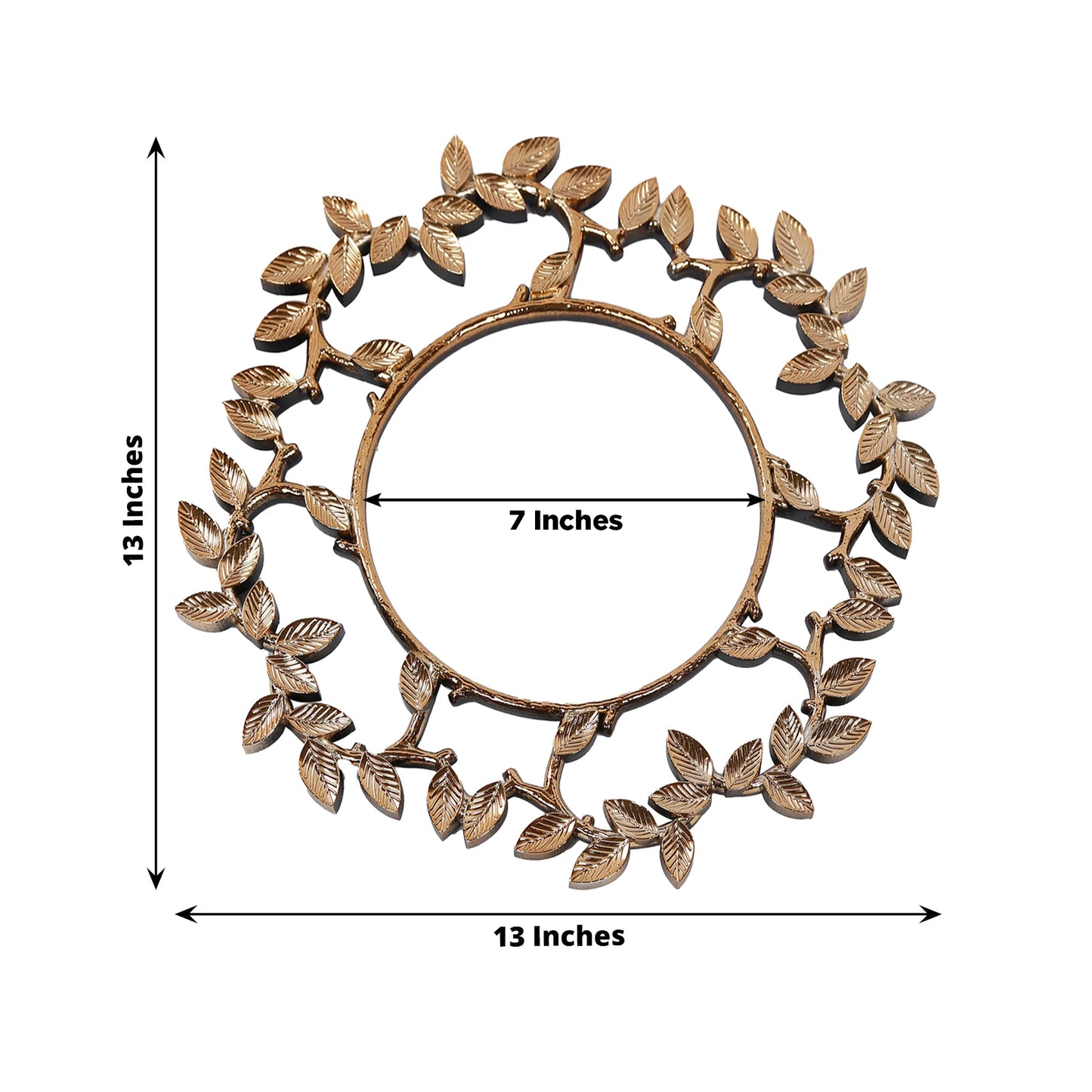 6 Pack Acrylic Plastic 13" Charger Plates in Gold Leaf Wreath Design – Round Decorative Dinner Table Plates