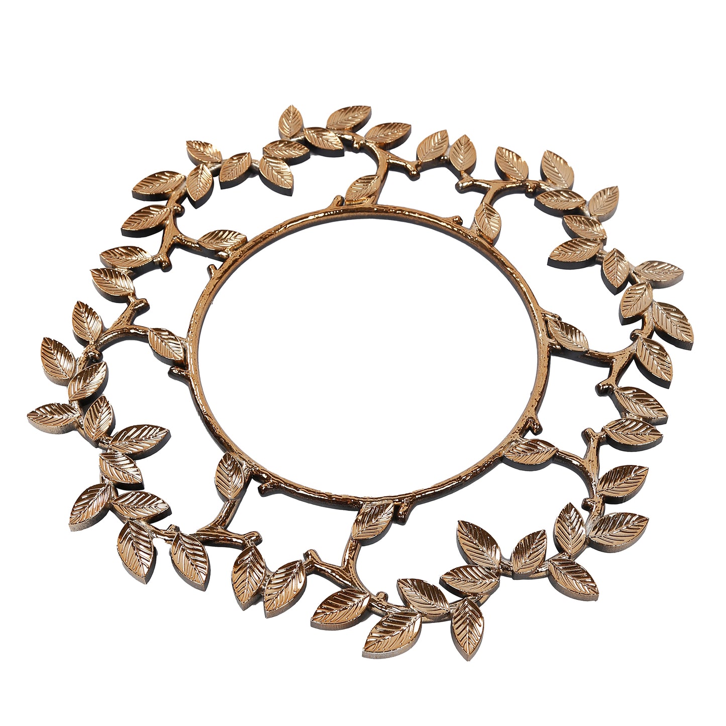 6 Pack Acrylic Plastic 13" Charger Plates in Gold Leaf Wreath Design – Round Decorative Dinner Table Plates