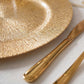 6 Pack 13" Gold Acrylic Charger Plates, Round Sunburst Textured Table Chargers